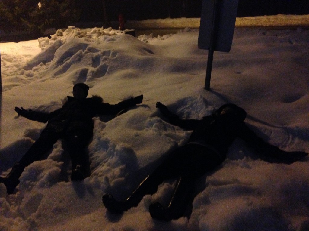 Snow angels in Whistler Village 